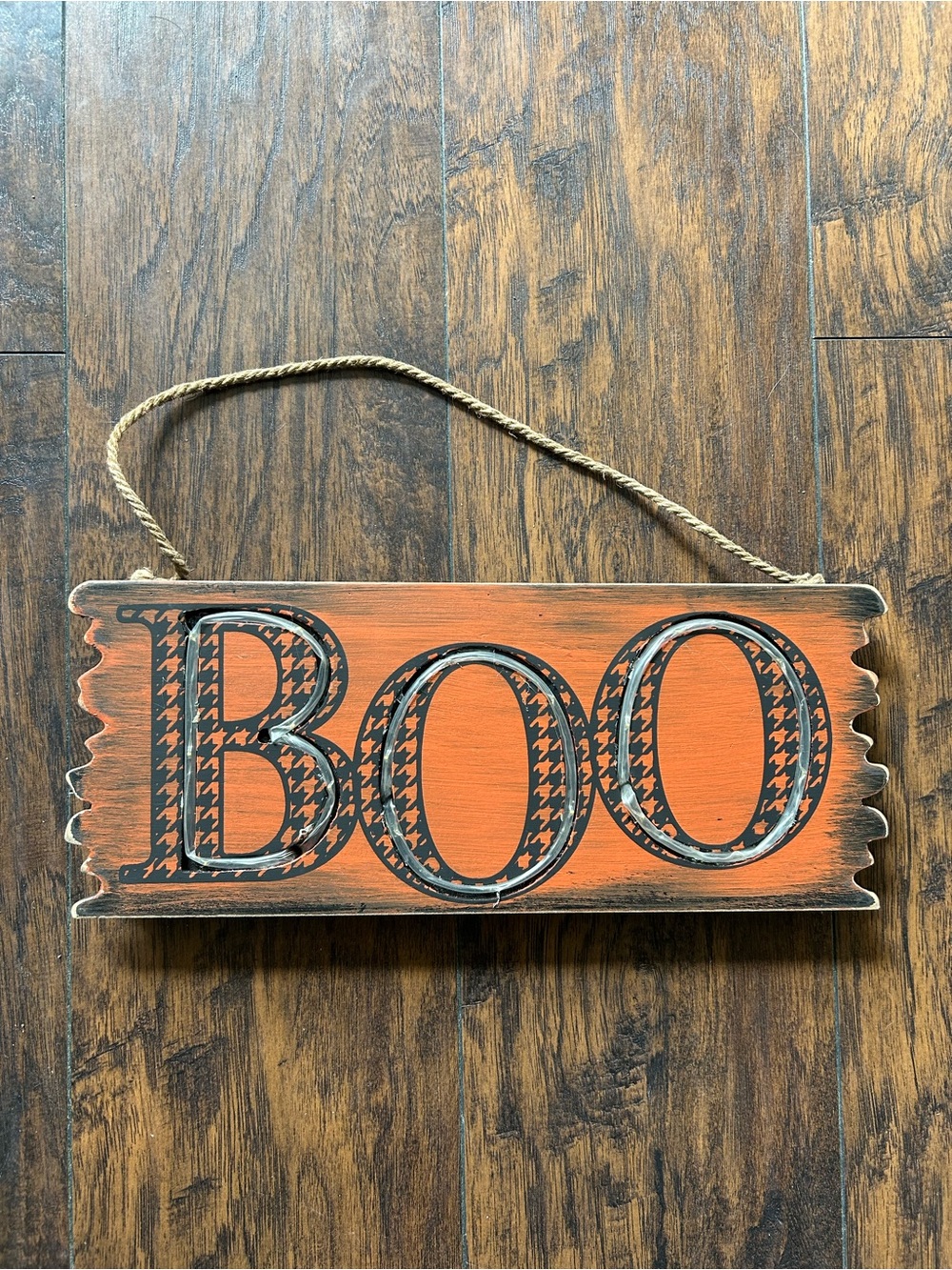 Rustic Orange BOO Wall Sign - Seasonal Halloween Decor